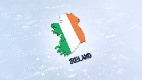 Ireland 3D Map Flag Reveal Country Presentation Animation