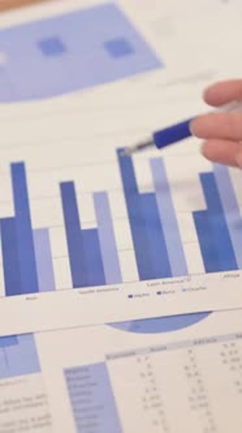 Hands Close Up of Business People Doing Paperwork, vertical video