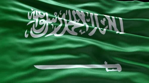 Seamless Loop of Saudi Arabian National Flag Waving in Wind