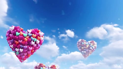 Schöne Herzballons mit klarem Himmel