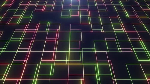 Animated Futuristic Neon Grid Lines Technology Background Loop