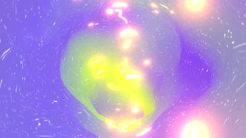 Purple And Light Green Ring Tunnel With Twinkling Lights Background VJ Loop l 4K