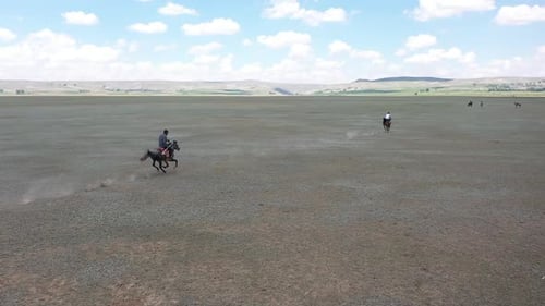 Traditional Turkish Game Javelin With Aerial View