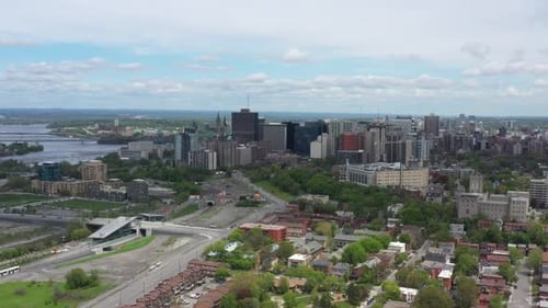 Aerial of beautiful downtown ottawa