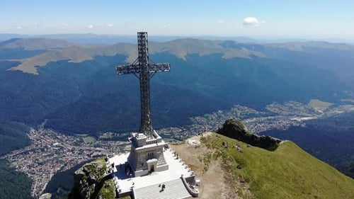 Caraiman peak from drone pan