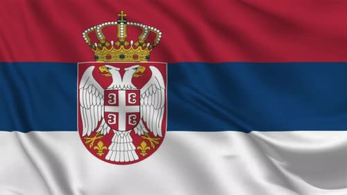 Realistic Waving Flag of Serbia