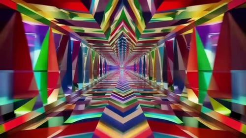 Vibrant Kaleidoscope Geometric Tunnel Motion Loop
