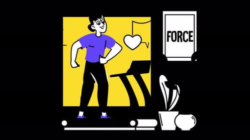 Flat Design Animation of a Person Exercising on a Treadmill