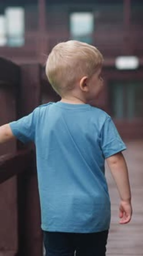 Blonde Haired Child Walking Away in the Countryside
