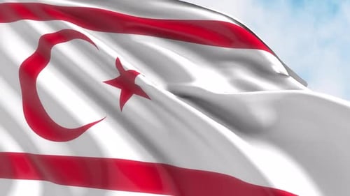 Waving National Flag of Northern Cyprus
