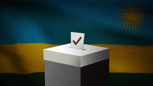 Casting vote into the ballot box during Rwanda election