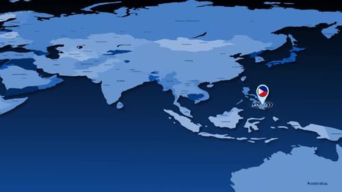 Philippines Location Tracking Animation On Earth Map