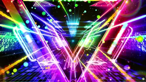 Futuristic Neon Tunnel Loop with Glowing Geometric Lines