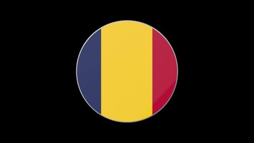 Animated 3D Flag of Chad Circular Emblem
