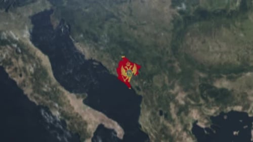 Mapa de Montenegro com bandeira - ampliando do espaço - mundo do globo