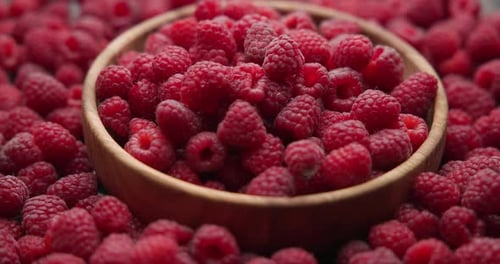 Healthy Organic Fresh Juicy Raspberry Fruit Berrie Macro Background