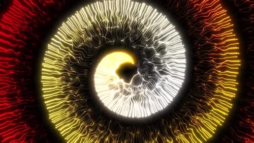 Abstract tunnel of multicolored particle laser energy background