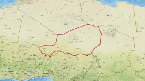 Karte von Niger mit Umriss Landesgrenze 2K