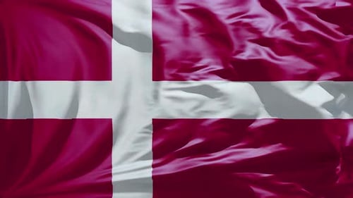 Realistic Waving Denmark Flag Seamless Loop Animation