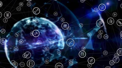 Global Digital Network of Business and Technology Icons