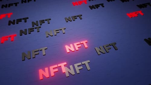 Animated 3D Glowing NFT Text Loop Background