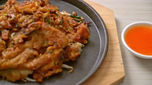 Crispy Oyster Omelet with Orange Dipping Sauce