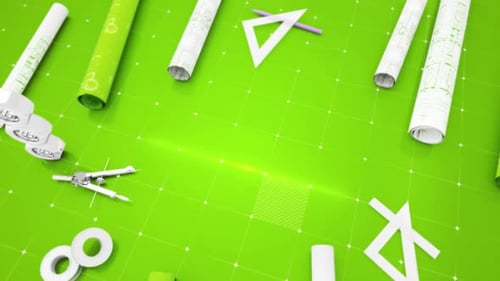 Blueprint Engineer Desk Dark Green Background