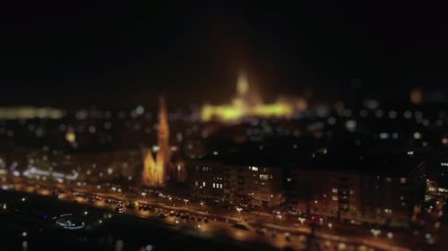 Focus Night Streets Of Budapest Hungary, Tilt Shift Lens