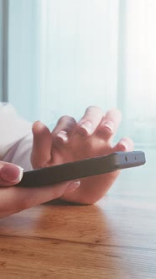 Vertical Smartphone Business Woman Hands Office