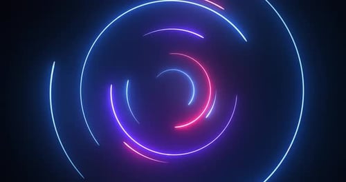 Animated Neon Circular Lines Looping Background
