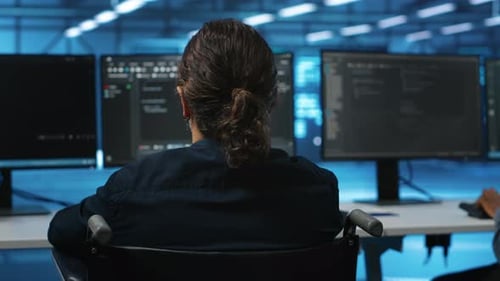 Person with Disability in Inclusive Server Hub Workspace Working