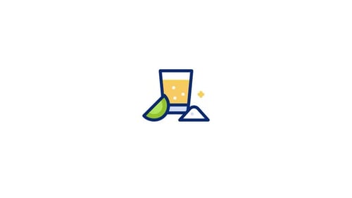 Animated Flat Design Shot Glass Icon with Lime and Salt