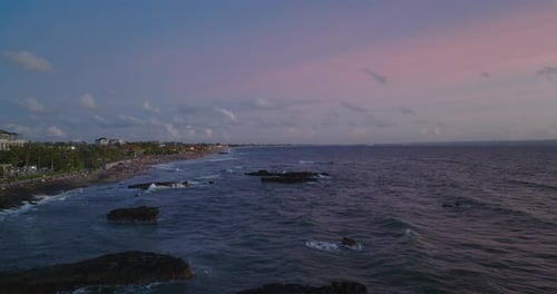 Aerial of the Indian Ocean and Canggu beach, Bali, Indonesia