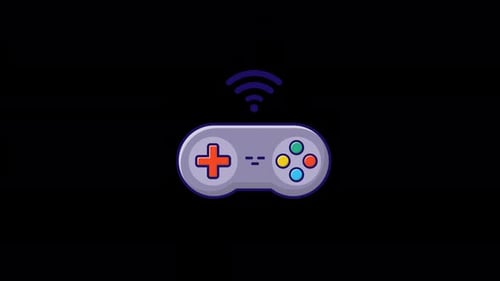 Animated Game Controller Icon with Pulsing Signal