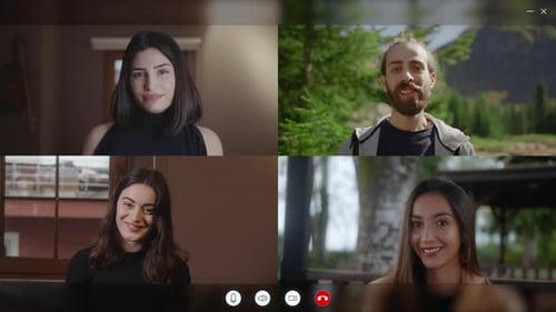 Group video call. Business, friends and education chat conference concept