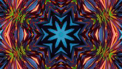 Vibrant Kaleidoscope Starburst Psychedelic Neon Fractal Art Design Pattern Texture. 4k Vidios