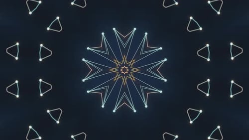Abstract Glowing Geometric Lines Kaleidoscope Loop Background