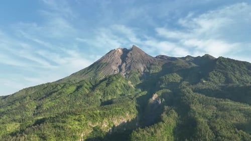 Aerial View of Mount Merapi in the Morning