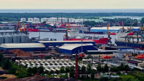 cargo port with tank farms