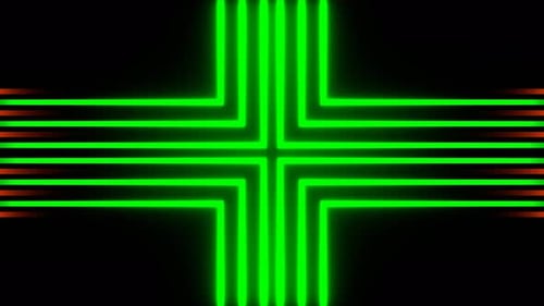Green And Orange Neon Cross Frame Background Vj Loop In 4K