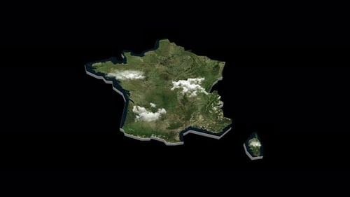 3D Geometric Map of France with Rotating Satellite View