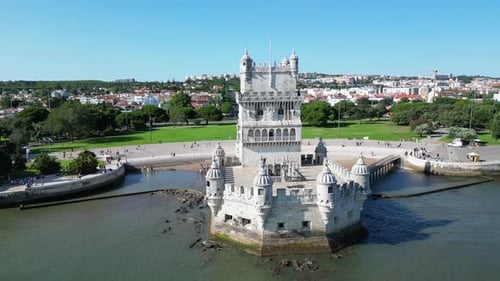 Lisbon in the Sun: Belem Tower (Torre de Belém) in Portugal from Above.