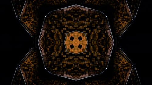 Kaleidoscopic animation of moving pattern with squares