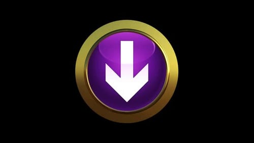 3D Spinning Gold and Purple Download Arrow Icon