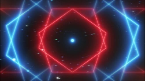 Abstract Neon Red Blue Geometric Lines Loop Background