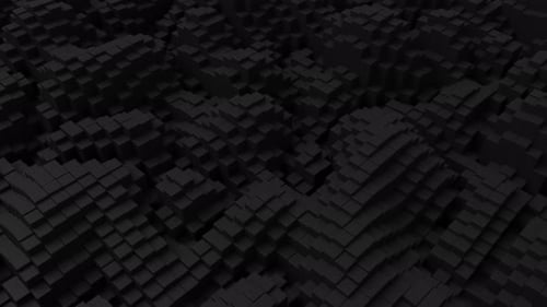 Ripples on Grid of Black Blocks Abstract Background Loop of Waves of Square Columns Voxel Noise