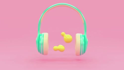 Headphones with sound waves coming out