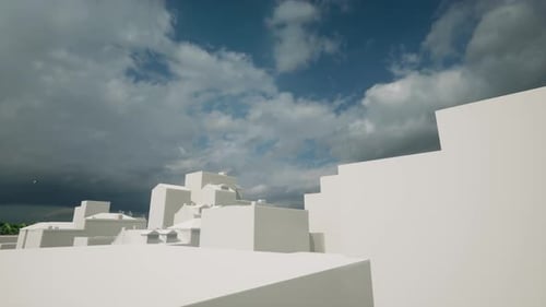 Roof Building Russian Aggression Technology Missile Flight 3M54 Kalibr on Cloudy Sky