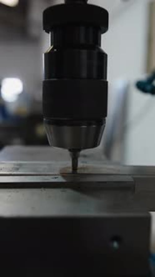 Friction Stir Welding Process Close Up on Metal Plate