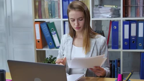Female Business Manager is Busy at Working Space Portrait of Frustrated Young Woman with Lack of